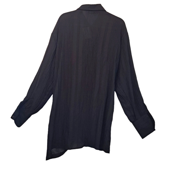 NEW PrettyLittleThing Black Button-Down Textured Blouse Size 14 - Picture 2 of 6